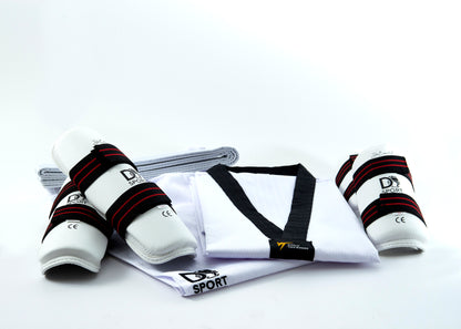 Pack Iniciación DoEssencial | Dobok + Canilleras + Antebraceras