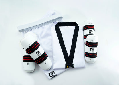 Pack Iniciación DoEssencial | Dobok + Canilleras + Antebraceras